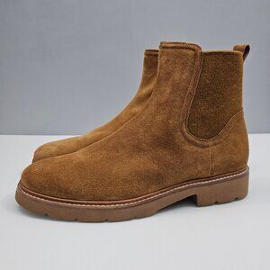 Vince Rue Chelsea Ankle Boot Womens 11 Camel Suede Water Repellent Pull On NEW